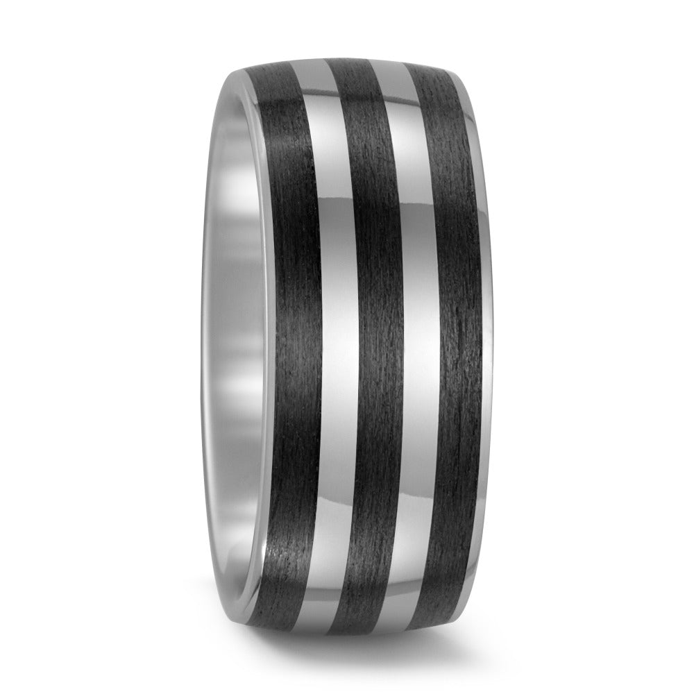 Black Carbon Fibre & Titanium ring, 10mm wide, 3mm deep, Comfort court profile, Polished surface finish, Hypoallergenic, 52484/000/000/2050
