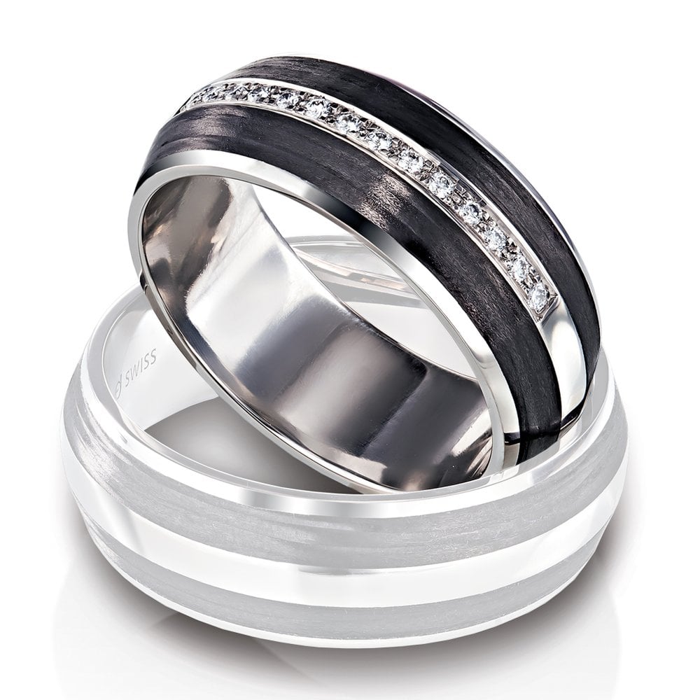 18ct White Gold, 14 brilliant cut diamonds (total weight 0.07ct) graded F/G vs, 7mm wide, AVAILABLE NOW IN SIZE 55 (UK N1/2) leading edge