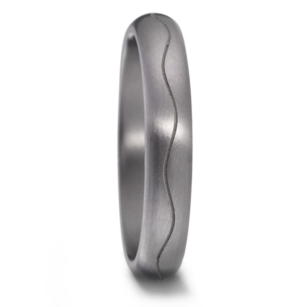 4T59611-F003-000-X000, Tantalum, 4mm wide, 2.3mm deep, Matt surface finish, Comfort court profile, Grooved pattern detail around the ring