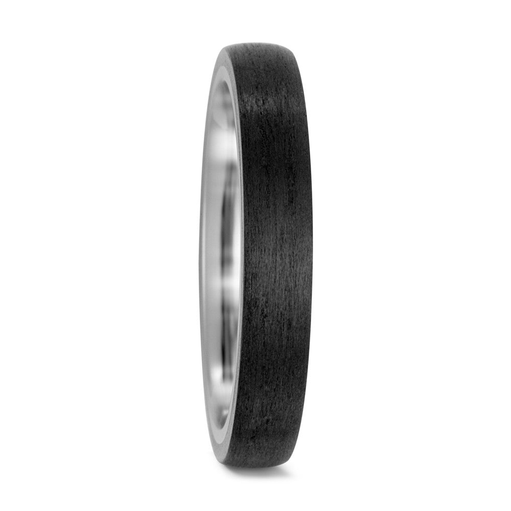 Black Carbon Fibre & Titanium ring, 4mm wide, 2.6mm deep, Comfort court profile, 52691/001/000/2050