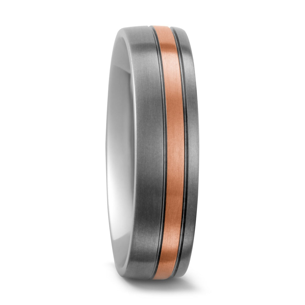 Titanium, 18ct Rose Gold stripe detail, 6 mm wide, 2.2 mm deep, Comfort Court profile, Hypoallergenic, 52364/001/000/7203