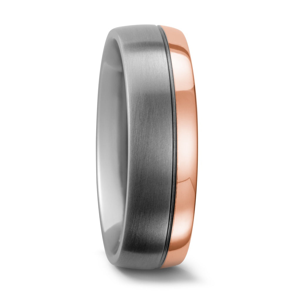 Titanium & 18ct Rose Gold, 7mm wide, 1.9 mm deep, Matt & polished surface finish, Comfort Court profile, Hypoallergenic, 52420/001/000/7203