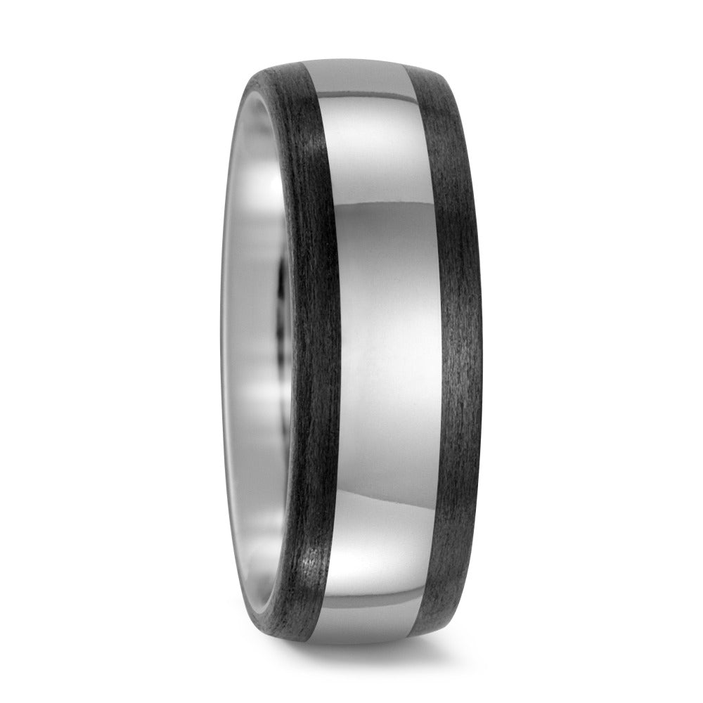 Titanium & Black Carbon Fibre ring, 8mm wide, 2.5mm deep, Comfort court profile, Hypoallergenic, 52475/000/000/2050