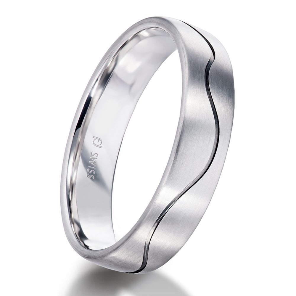Palladium, Black Rhodium Plating, 5mm wide , 1.5mm deep, AVAILABLE NOW IN SIZE 60 (UK S) leading edge
