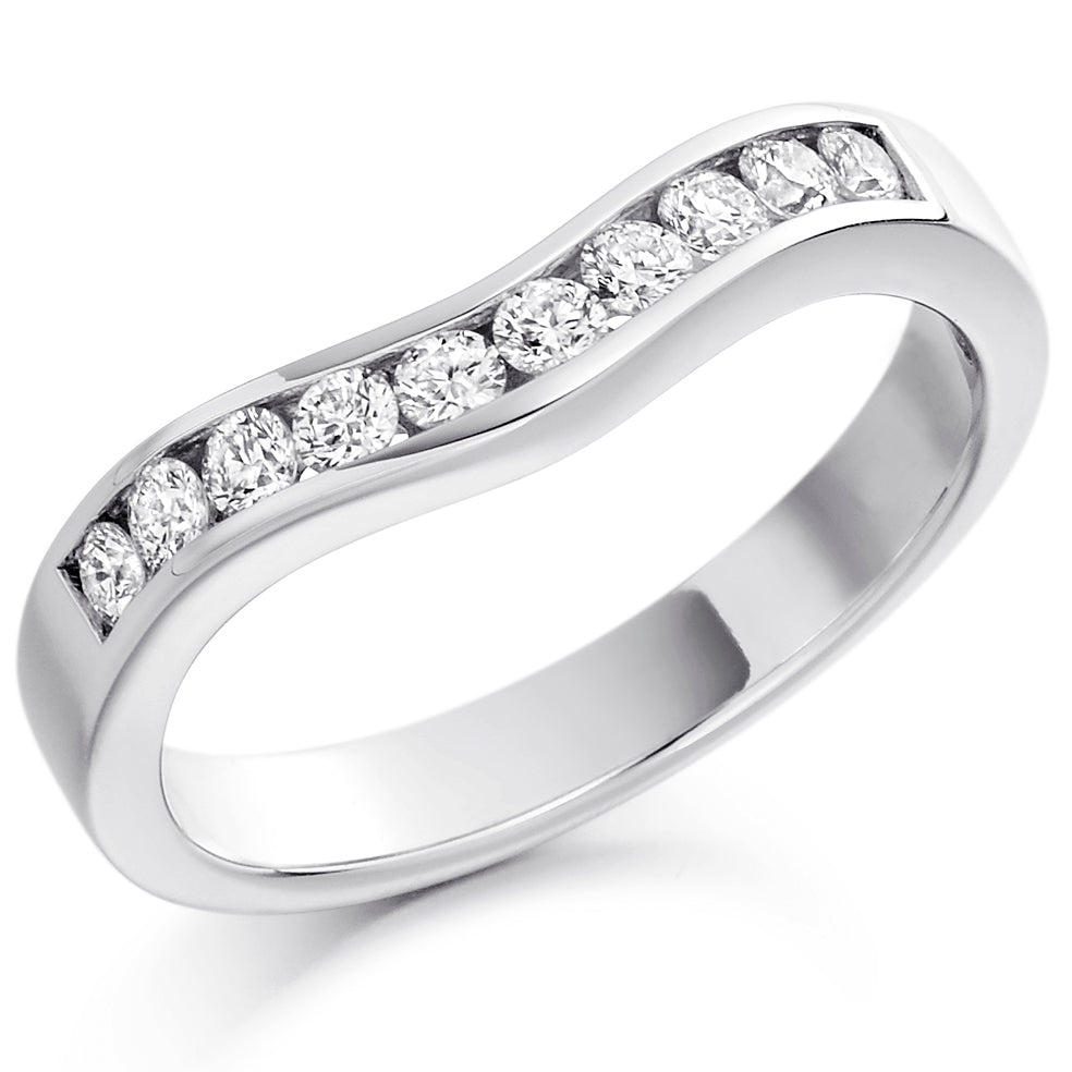 9ct, 14ct or 18ct white gold , 0.33ct round brilliant cut diamonds, graded G Si, 3.3mm wide, Diamond certificate available for £25 - please let us know by leaving a message in the comments box at Checkout, Half sizes available