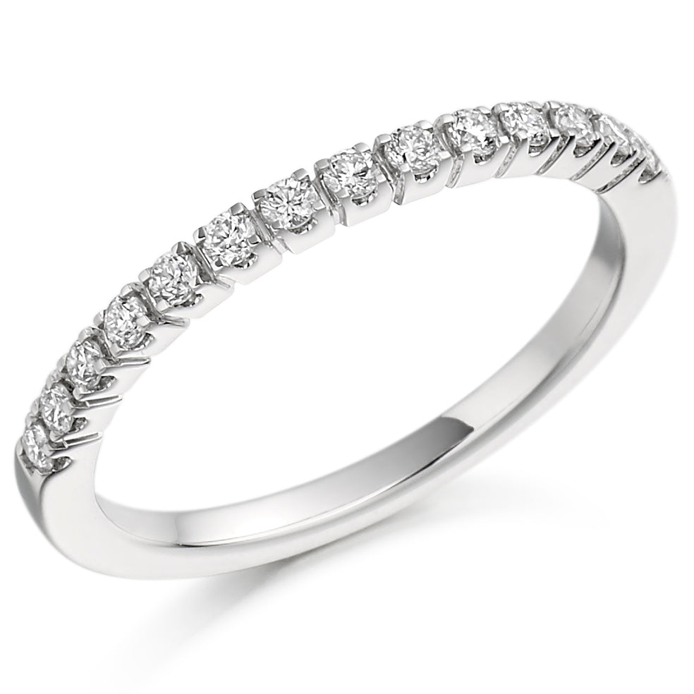 9ct, 14ct or 18ct White Gold, 0.23ct round brilliant cut diamonds, graded G Si, 1.8mm wide, Diamond certificate available for £25 - please let us know by leaving a message in the comments box at Checkout, Half sizes available