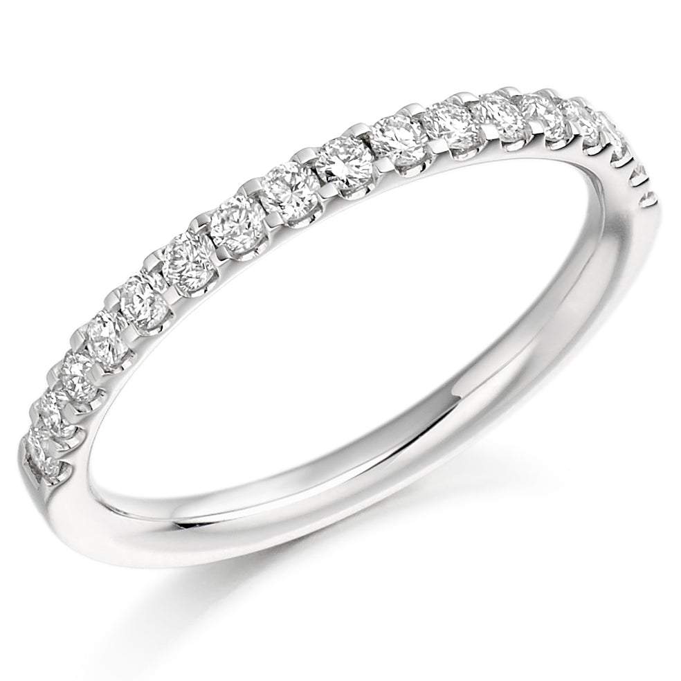 9ct, 14ct or 18ct white gold , 0.33ct round brilliant cut diamonds, graded G Si, 2.0mm wide, Diamond certificate available for £25 - please let us know by leaving a message in the comments box at Checkout, Half sizes available