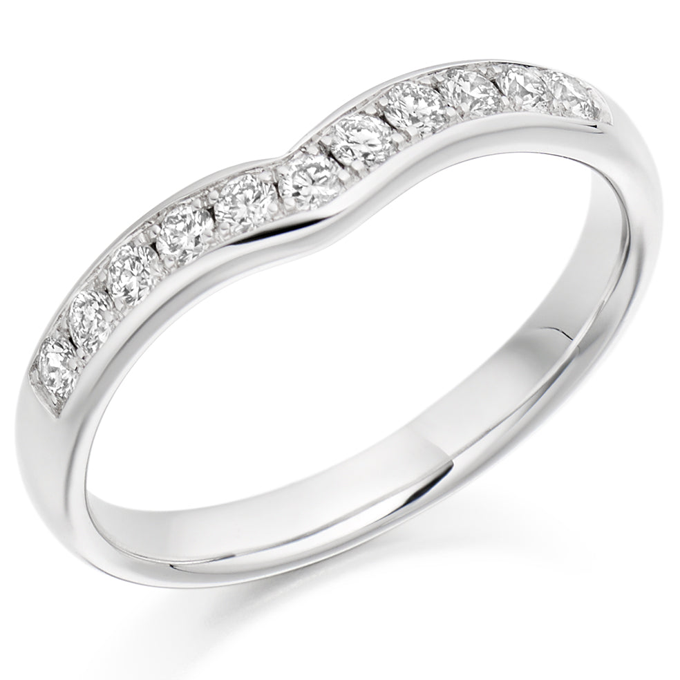 9ct, 14ct or 18ct white gold 0.30ct round brilliant cut diamonds, graded G Si 3.0mm wide Diamond certificate available for £25 - please let us know by leaving a message in the comments box at Checkout Half sizes available