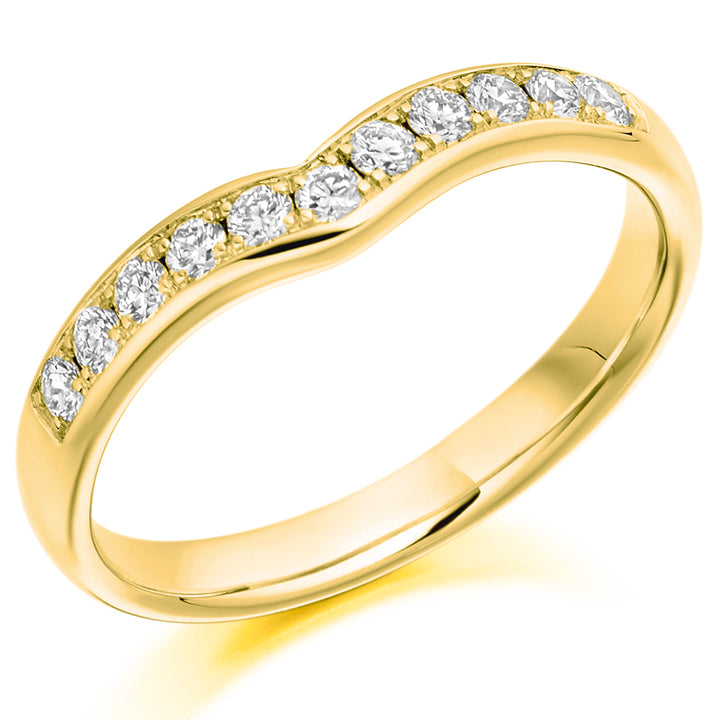 9ct, 14ct or 18ct yellow gold, 0.30ct round brilliant cut diamonds, graded G Si, 3.0mm wide, Diamond certificate available for £25 - please let us know by leaving a message in the comments box at Checkout, Half sizes available