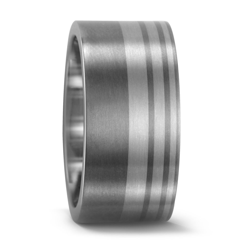 Titanium & Palladium 500 ring, 10mm wide, 2mm deep, Brushed matt surface finish, Flat profile, Hypoallergenic, 51871/001/000/B202