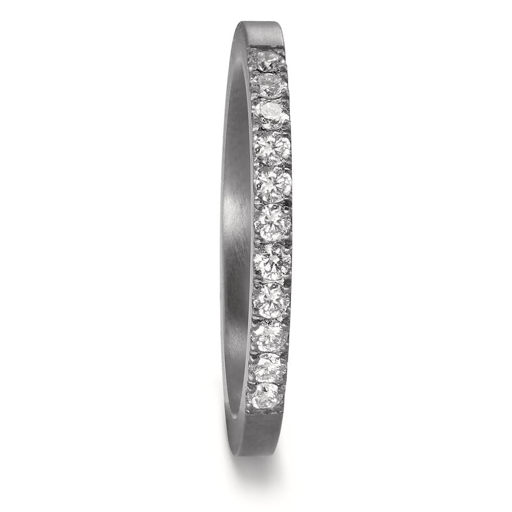 59691/003/022/X000, Tantalum - dark grey, Diamond set with 12 x round diamonds, approximate total weight 0.22ct, Matt surface finish , Modern court profile
