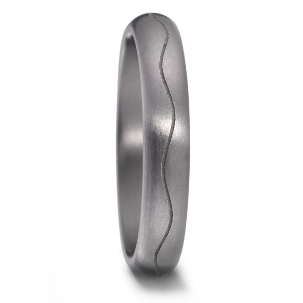 4T59611-F003-000-X000, 	Tantalum, 4mm wide, 2.3mm deep, Matt surface finish, Comfort court profile, Grooved pattern detail around the ring