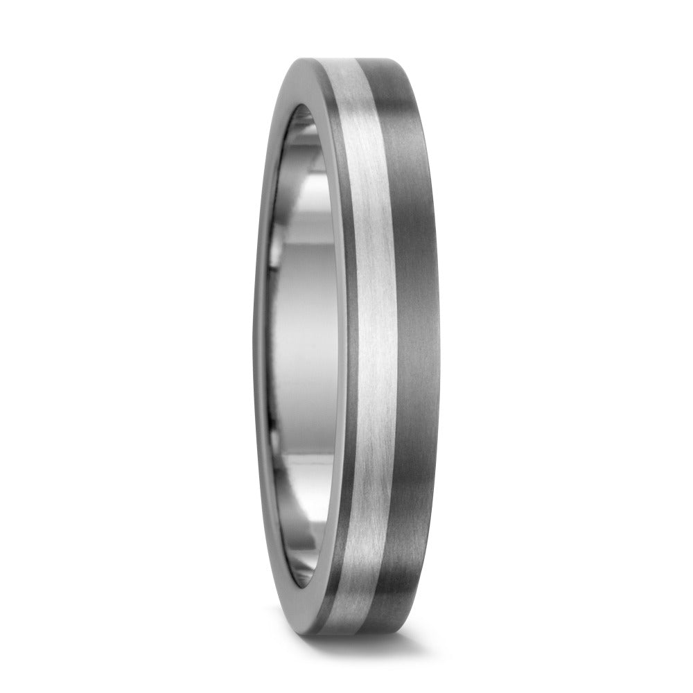 Titanium & Sterling Silver Ring, 4mm wide, 2.2mm deep, Matt surface finish, Flat profile, Hypoallergenic - 51221/001/000/9202