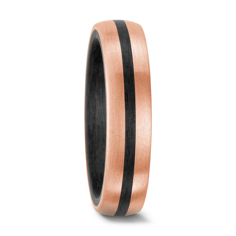 Black Carbon Fibre & 14ct Rose Gold ring, 5.5mm wide, 2.8mm deep, Comfort court profile,  59320-003-000-N556