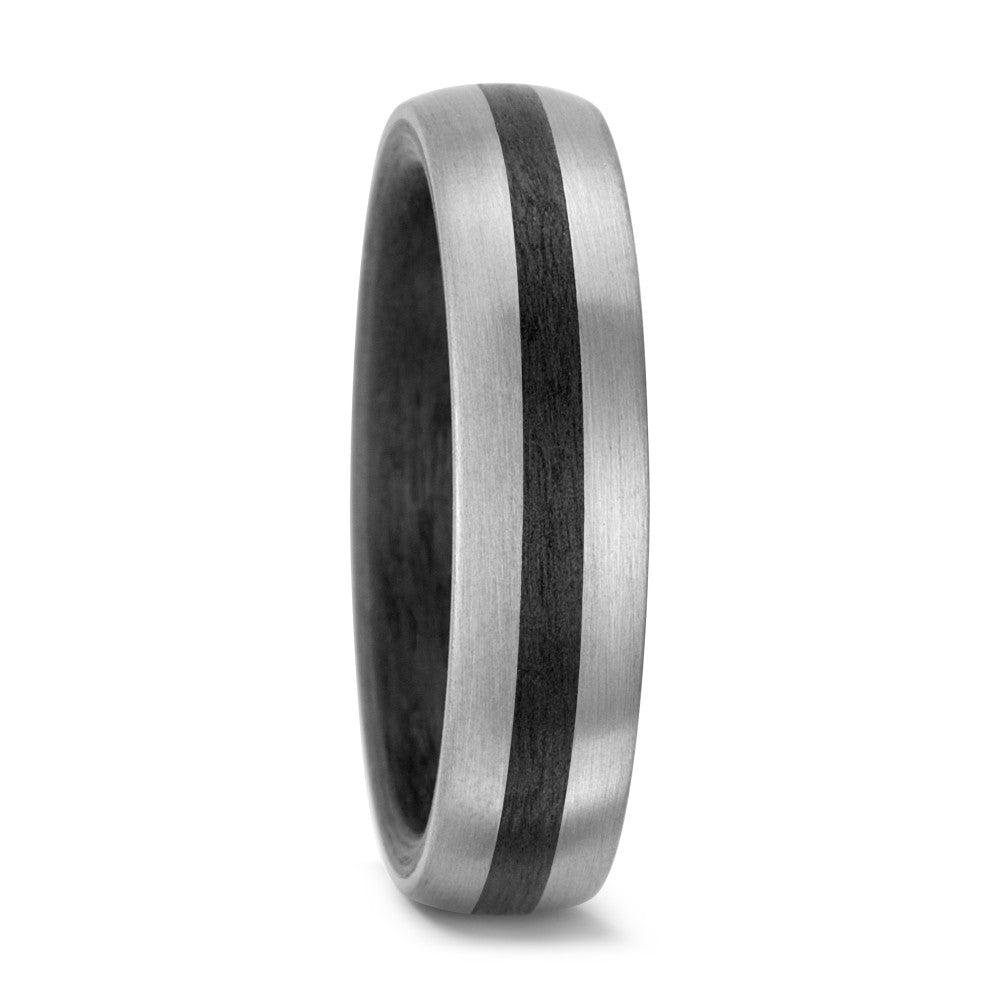 Black Carbon Fibre & Palladium 500 ring, 5.5mm wide, 2.7mm deep, Comfort court profile, 59320/003/000/NU55