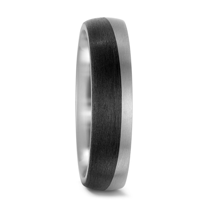 Titanium & Black Carbon Fibre ring, 5.5mm wide, 2.5mm deep, Matt surface finish, Comfort court profile, Hypoallergenic, 52513/001/000/2050