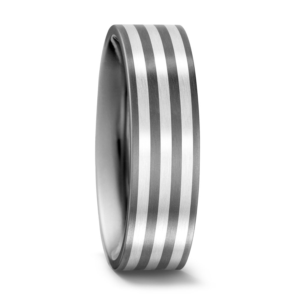 Titanium & Sterling Silver Ring, 6.5mm wide, Brushed matt surface finish, Flat exterior profile with comfort court interior, Hypoallergenic,  51404/001/000/9202