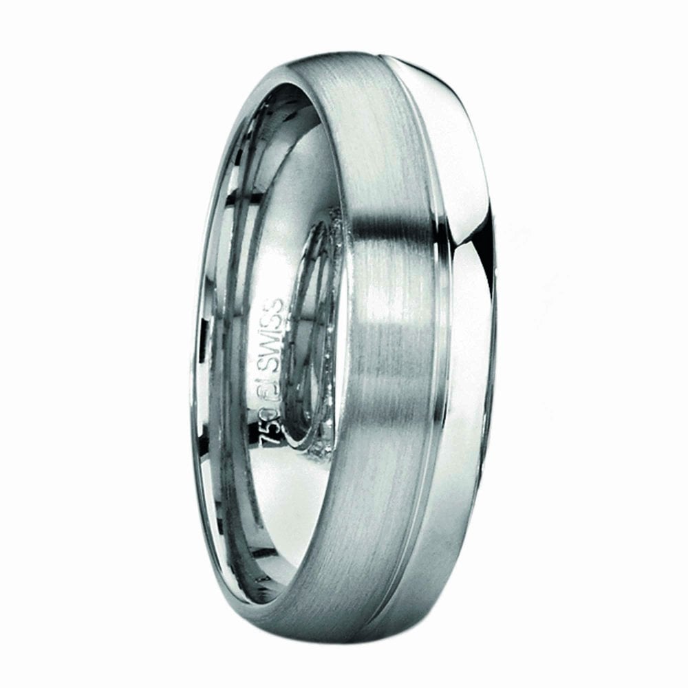 Available in Palladium in size 58 (UK Q) leading edge, Available in 18ct, White Gold in size 62 (UK T) leading edge, 6mm wide