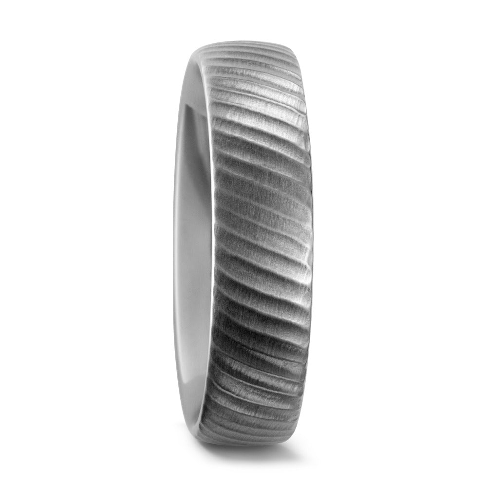 Ridged Titanium Ring, 6mm wide, 2.2mm deep, Comfort Court Profile , Textured surface, Hypoallergenic, 52367/001/000/2000