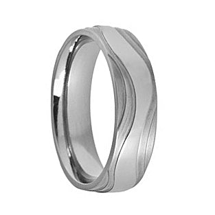 Layered surface Titanium ring, 6mm width, Court Flat Shape, Satin brushed surface finish, Hypoallergenic, Handmade in the UK, T LR1202.G