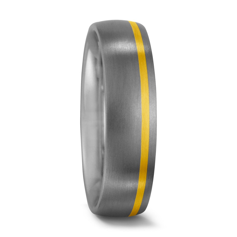 Titanium Ring with 18ct Yellow Gold detail, 6mm wide, Comfort Court profile, Matt surface finish, Hypoallergenic, 51142/001/000/7201