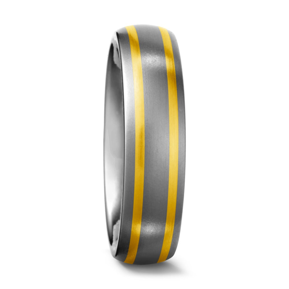 Titanium & 18ct Yellow Gold Ring, 6mm wide, Comfort court profile, Matt surface finish, Hypoallergenic, 51118/001/000/7201