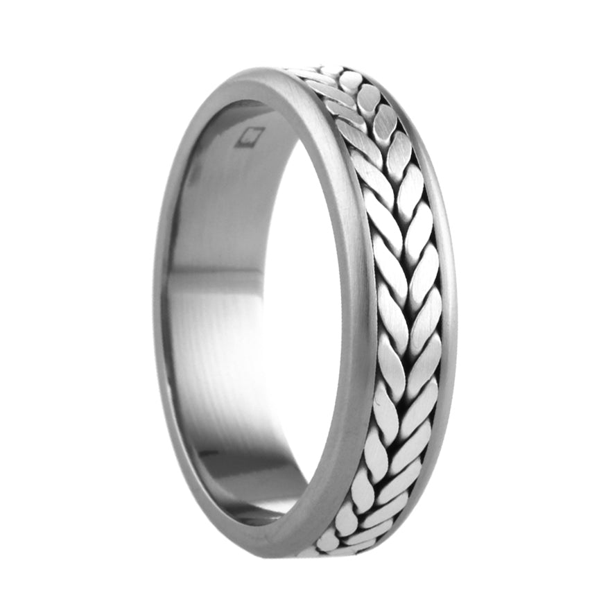 6mm wide Titanium Rope ring, Rope in Silver, Flat profile, Hypoallergenic, Handmade in the UK, TS.LR808.G
