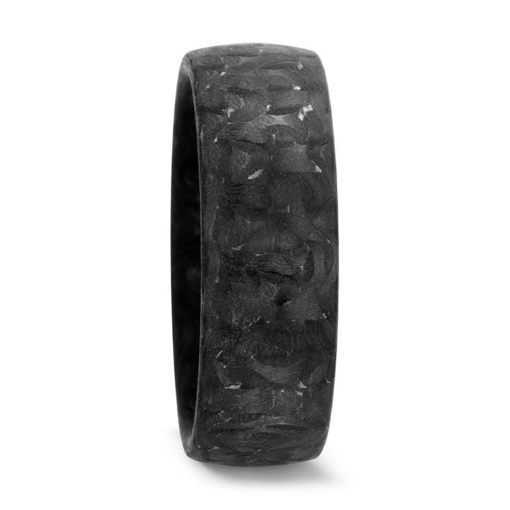 Black Carbon Fibre ring, 7mm wide, 2.5 mm deep, Textured appearance, Comfort court profile, 51813-002-000-N000