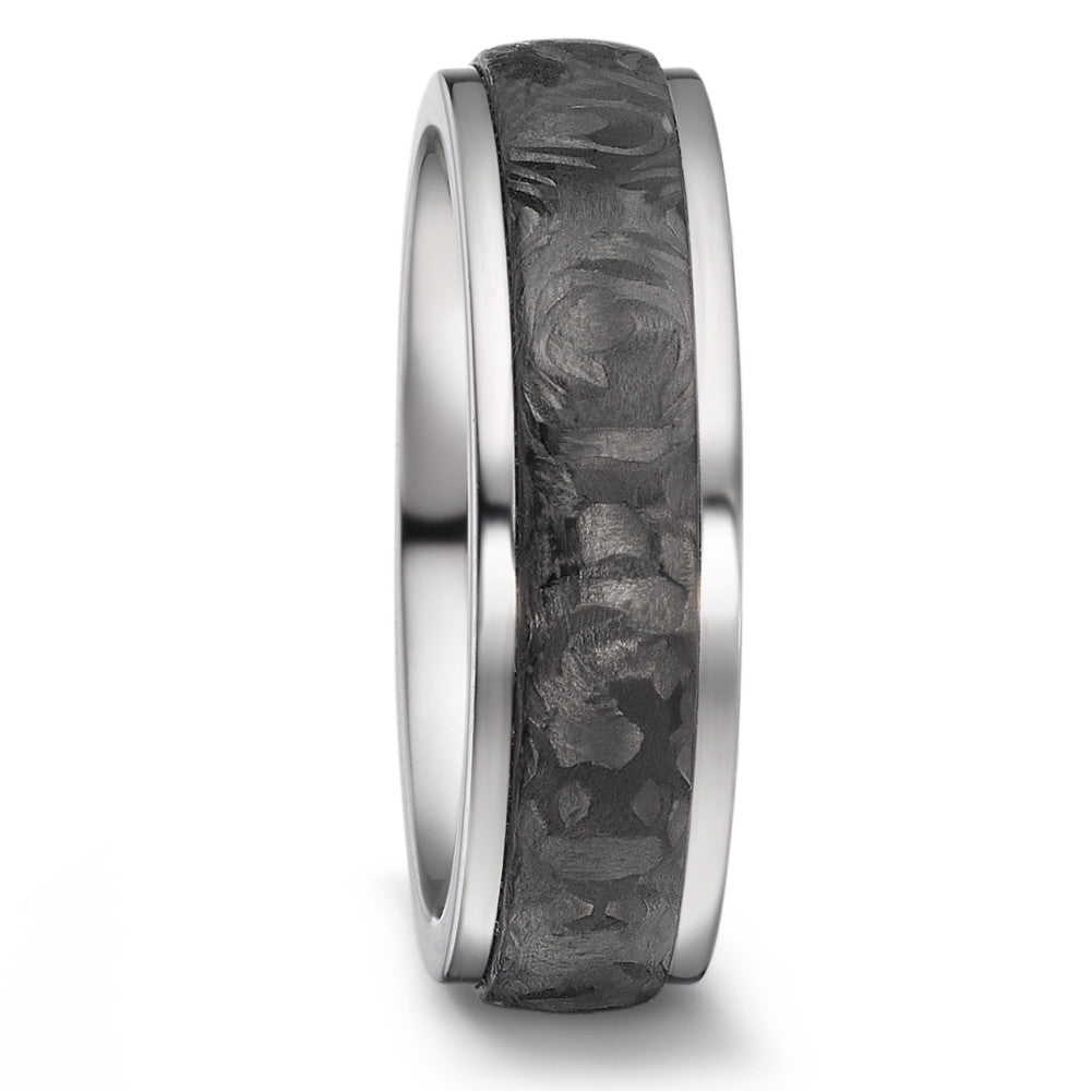 Titanium & Black Carbon Fibre ring, 7mm wide, 3mm deep, Comfort court profile, Hypoallergenic, 52545/001/000/2050