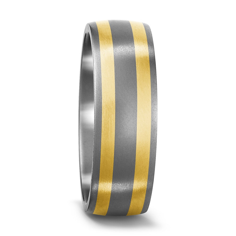 Titanium & 18ct Yellow Gold Ring, 7mm wide, Comfort court profile, Matt surface finish, Hypoallergenic, 50927/002/000/7201