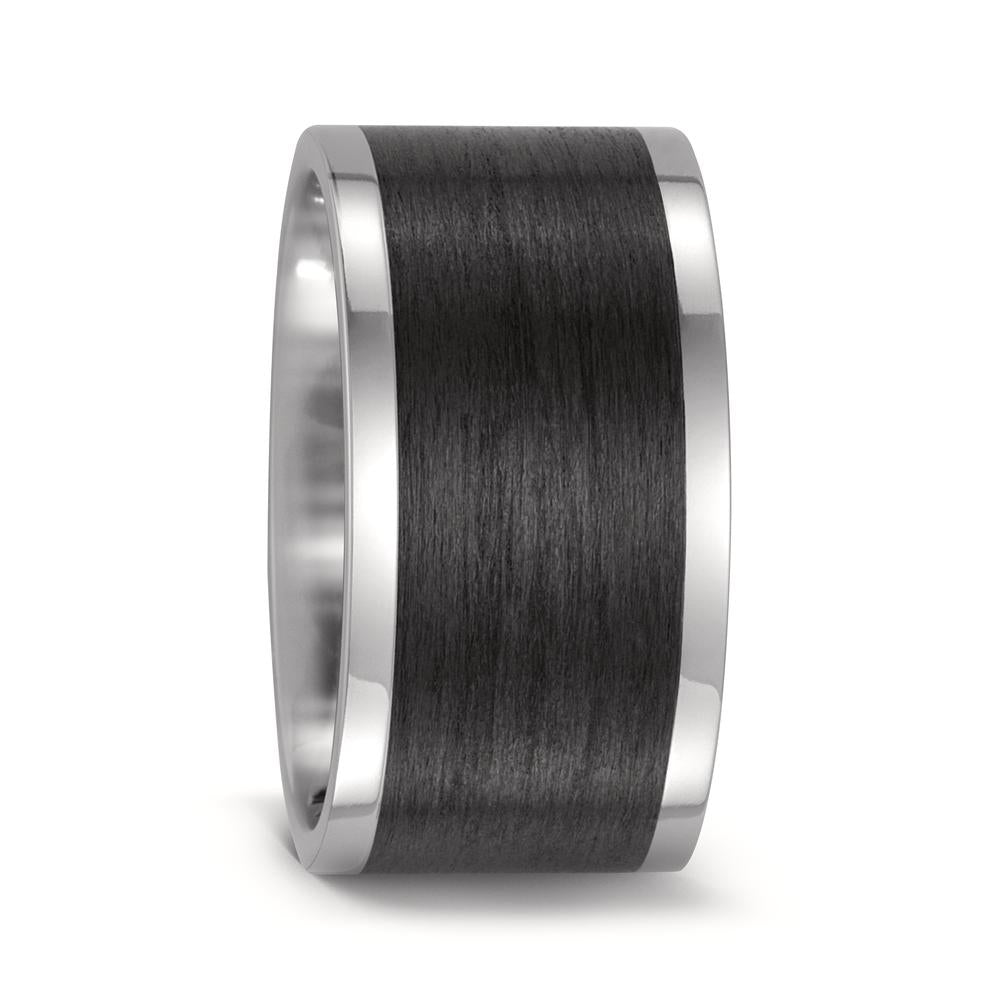 Titanium & Black Carbon Fibre ring, 8mm, 2mm deep, Flat profile, Hypoallergenic, 52476-000-000-2050