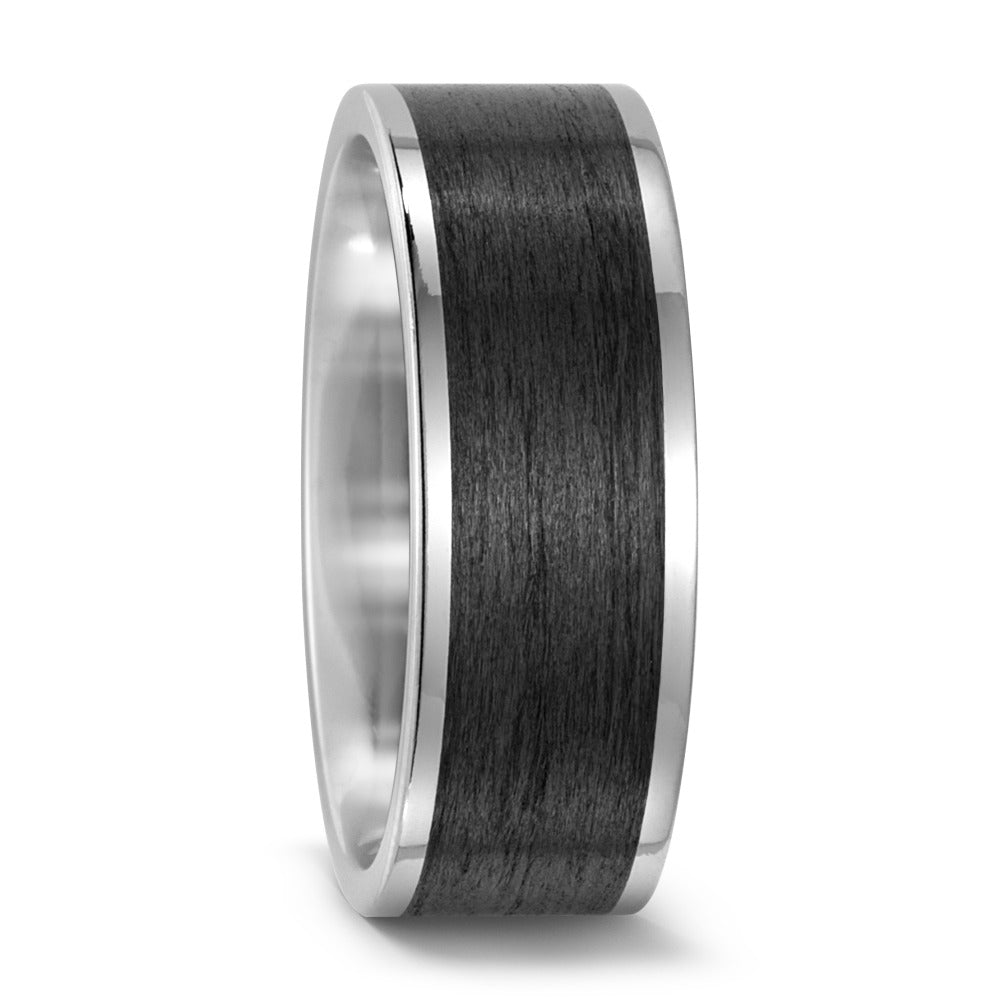 Titanium & Black Carbon Fibre ring, 8mm, 2mm deep, Flat profile, Hypoallergenic, 52488-000-000-2050