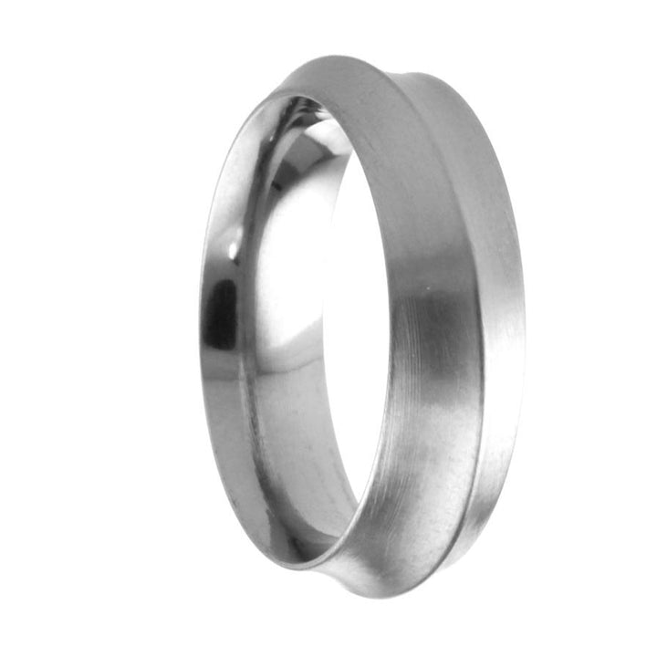 Titanium Diagonal Concave ring, 6mm wide, 2mm thick, Court-Comfort profile, Satin surface finish, Hypoallergenic, Handmade in the UK, T.LR766.G