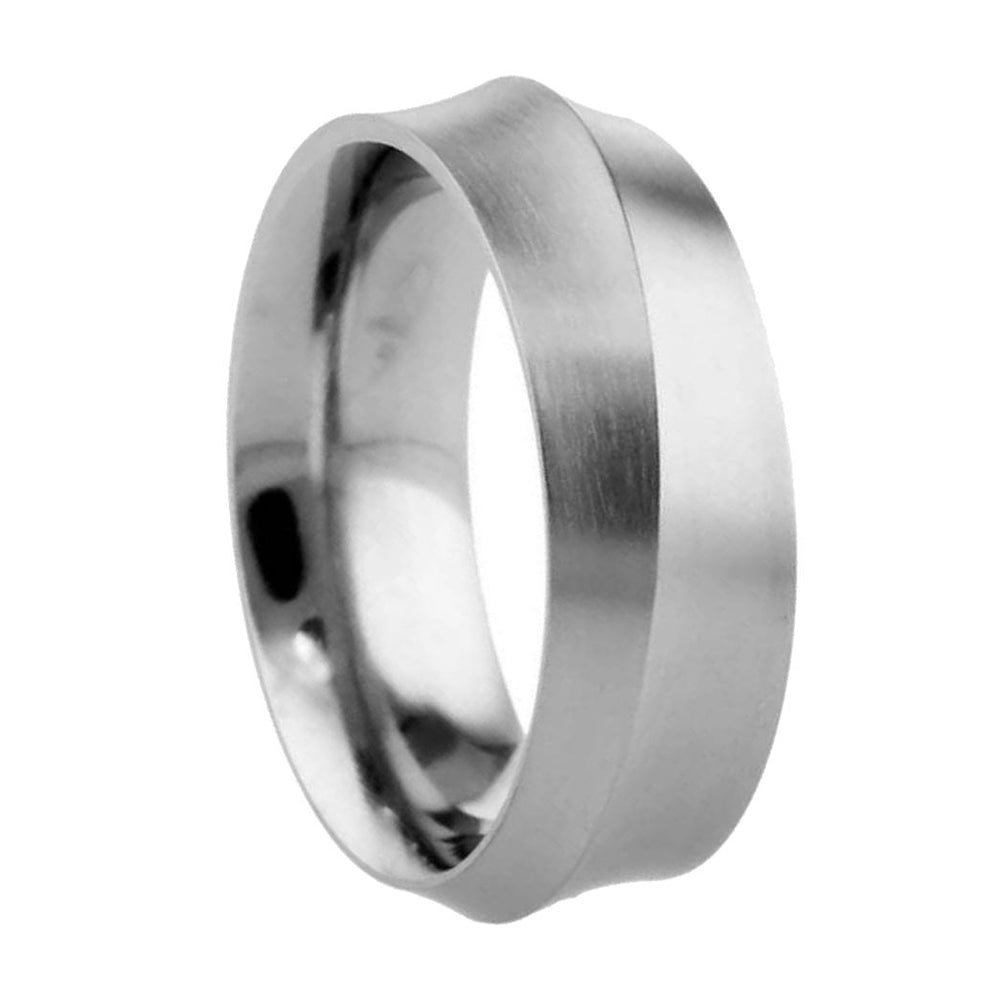 Titanium Diagonal Concave ring, 8mm wide, 2mm thick, Court-Comfort profile, Satin surface finish, Hypoallergenic, Handmade in the UK, T.LR766.G