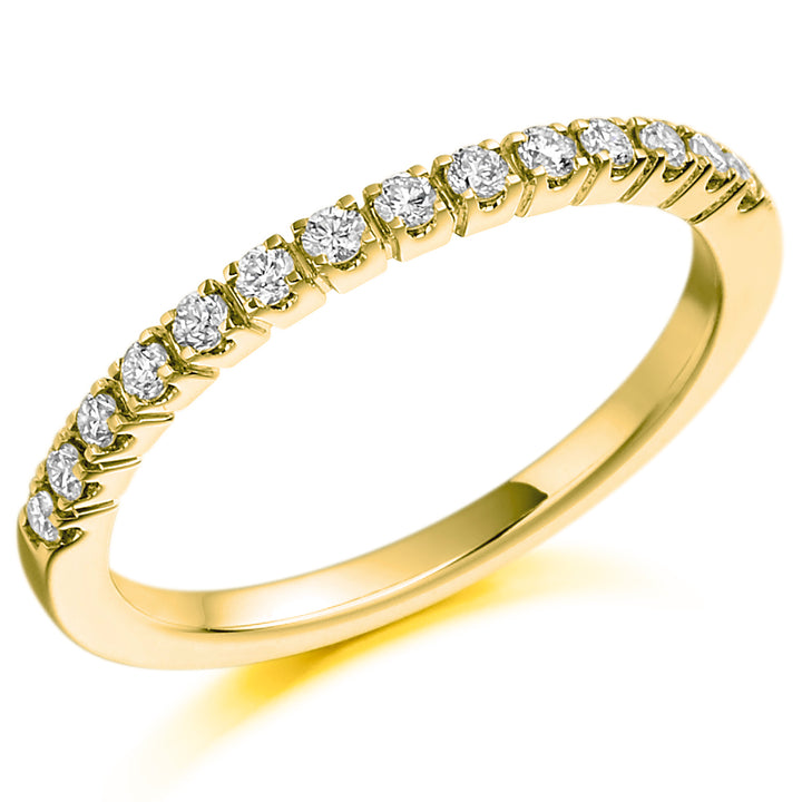 Yellow Gold Diamond Wedding Ring Castle Set with 0.23ct