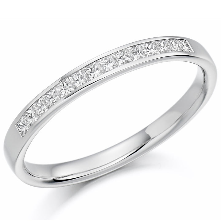 White Gold Diamond Wedding Ring Channel Set with 0.20ct Princess cut Diamonds