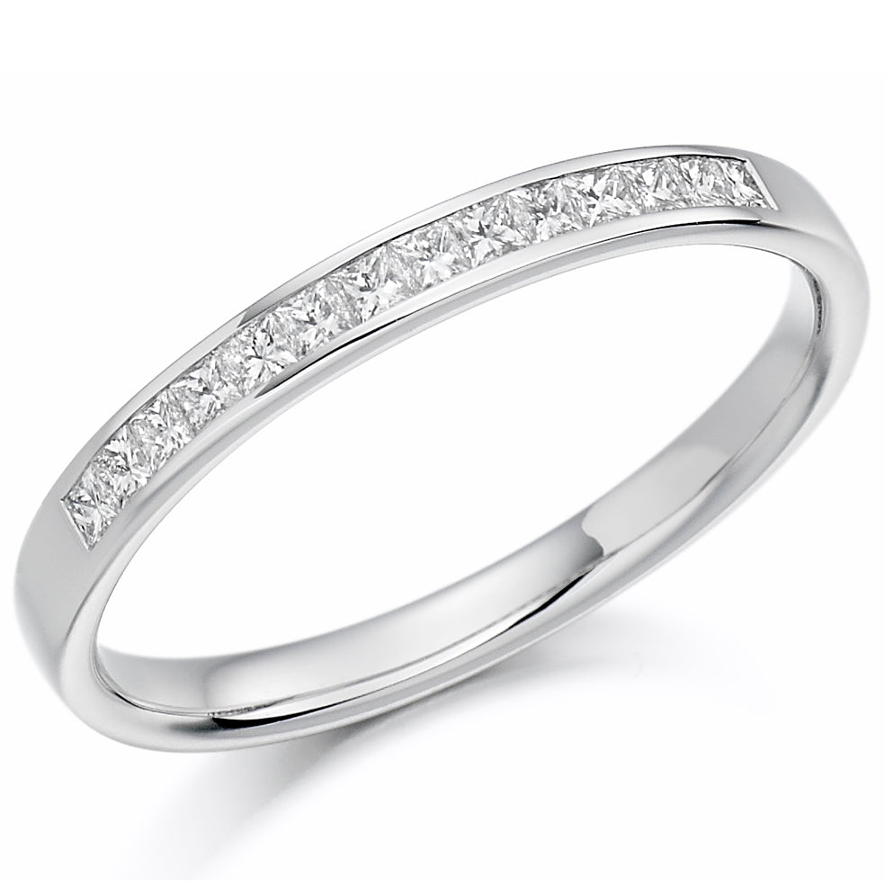 Channel Set Diamond Wedding Ring Set with 0.20ct Princess cut Diamonds in Platinum or Palladium