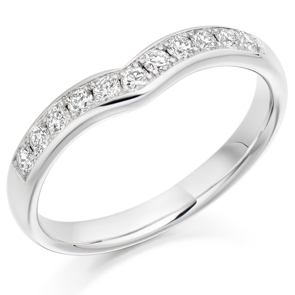 White Gold Diamond Wishbone Wedding Ring grain-set with 0.30ct Diamonds