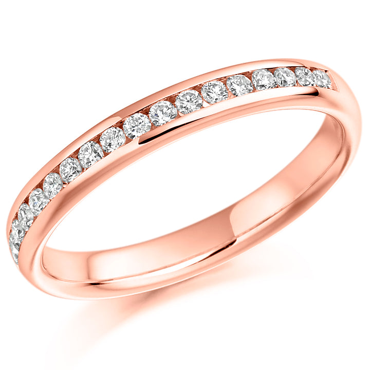 Rose Gold Diamond Wedding Ring Channel Set with 0.22ct