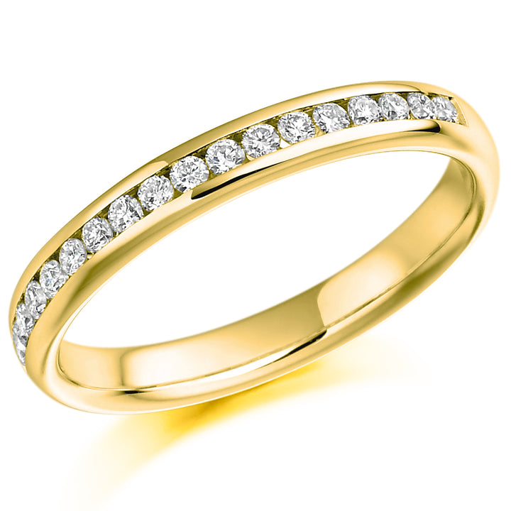 Yellow Gold Diamond Wedding Ring Channel Set with 0.22ct
