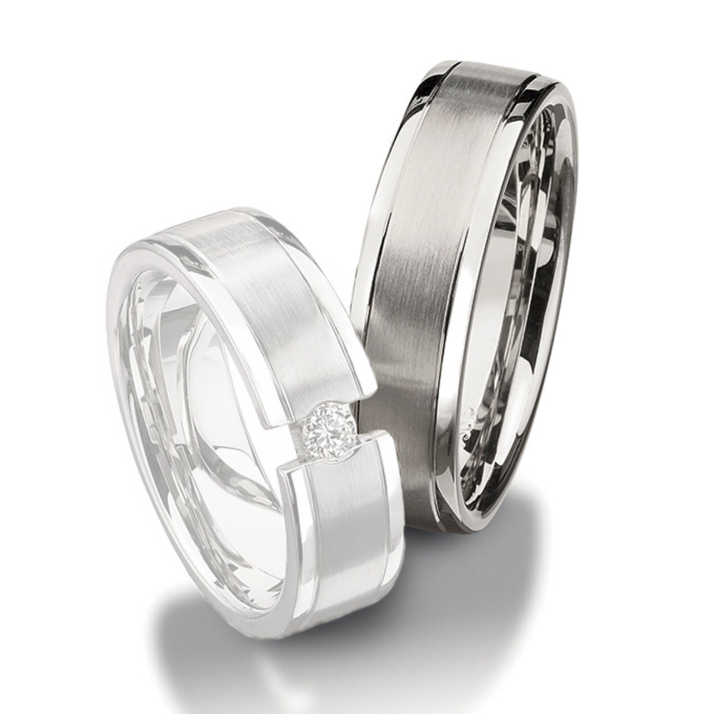 READY NOW - 6mm 18ct White Gold  Wedding Ring with Groove Details