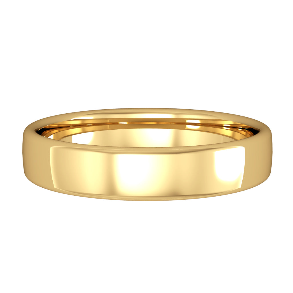 9ct Yellow Gold, 3mm or 4mm widths, 1.5mm deep, Modern Court profile, Polished - other surface finishes available on request, Made in England , AVAILABLE IN 14 DAYS IN MOST SIZES (from date of size confirmation), Other sizes including half sizes available on request