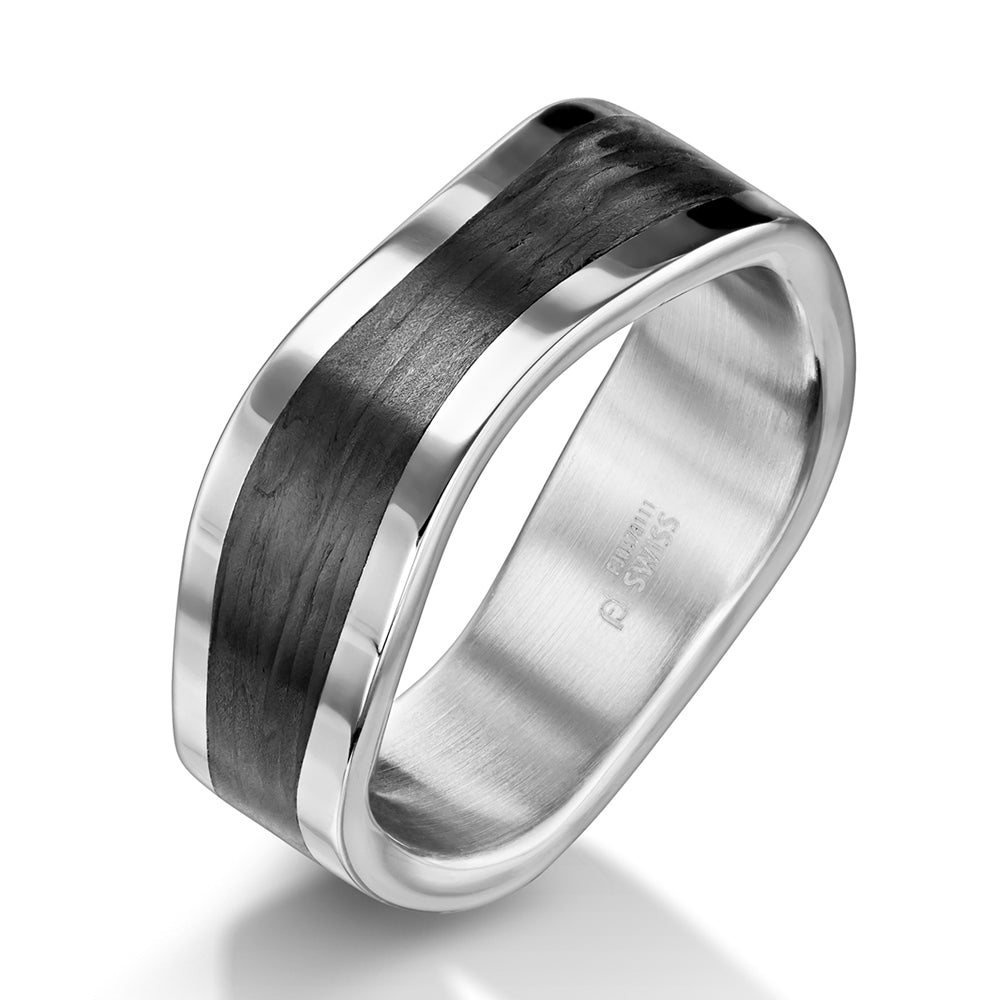 Black Carbon Fibre Wave Ring