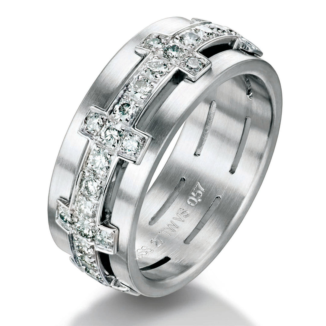 Diamond set Chilli Ring in Platinum, set with 27 natural round diamonds weighing approximately 0.575ct, graded F/G VS