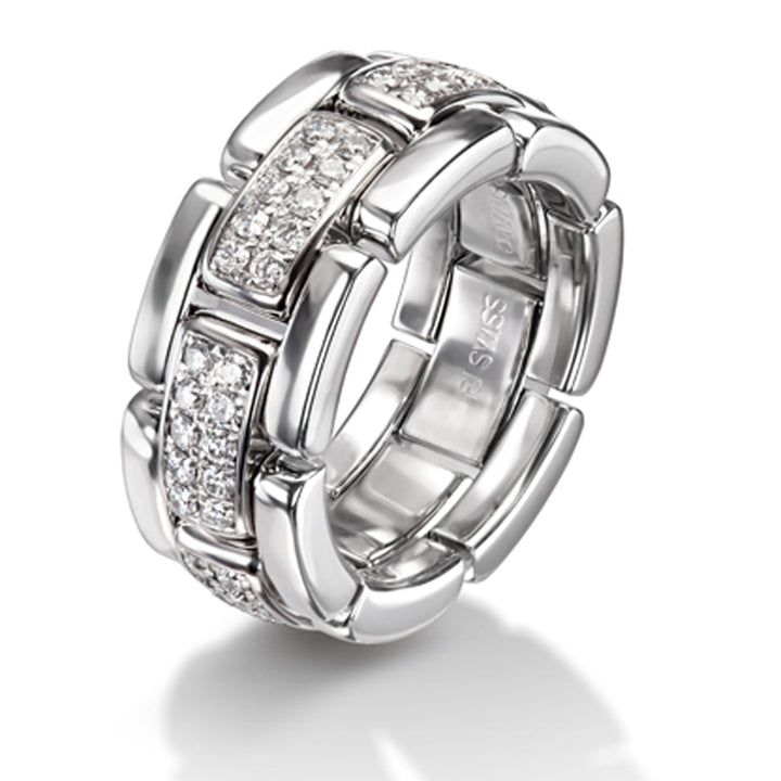 READY NOW - 18ct White Gold Fully Articulated Link Ring set with 0.70ct & Diamonds