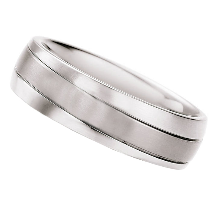 Titanium & Surgical Steel Ring, 6mm wide,  Comfort Court profile,  Hypoallergenic, 68/06050-060-00